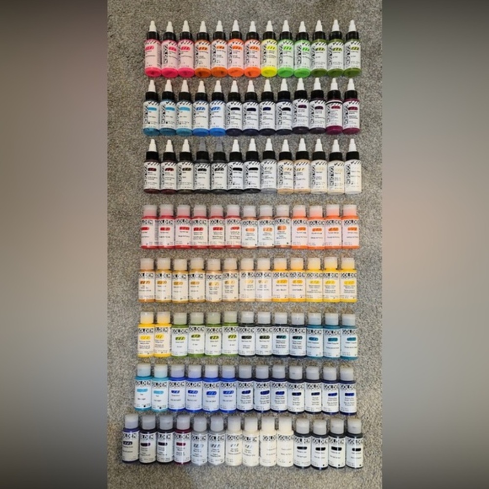 105 Golden Fluid Acrylic & High Flow Paint Bottles 1 oz All New